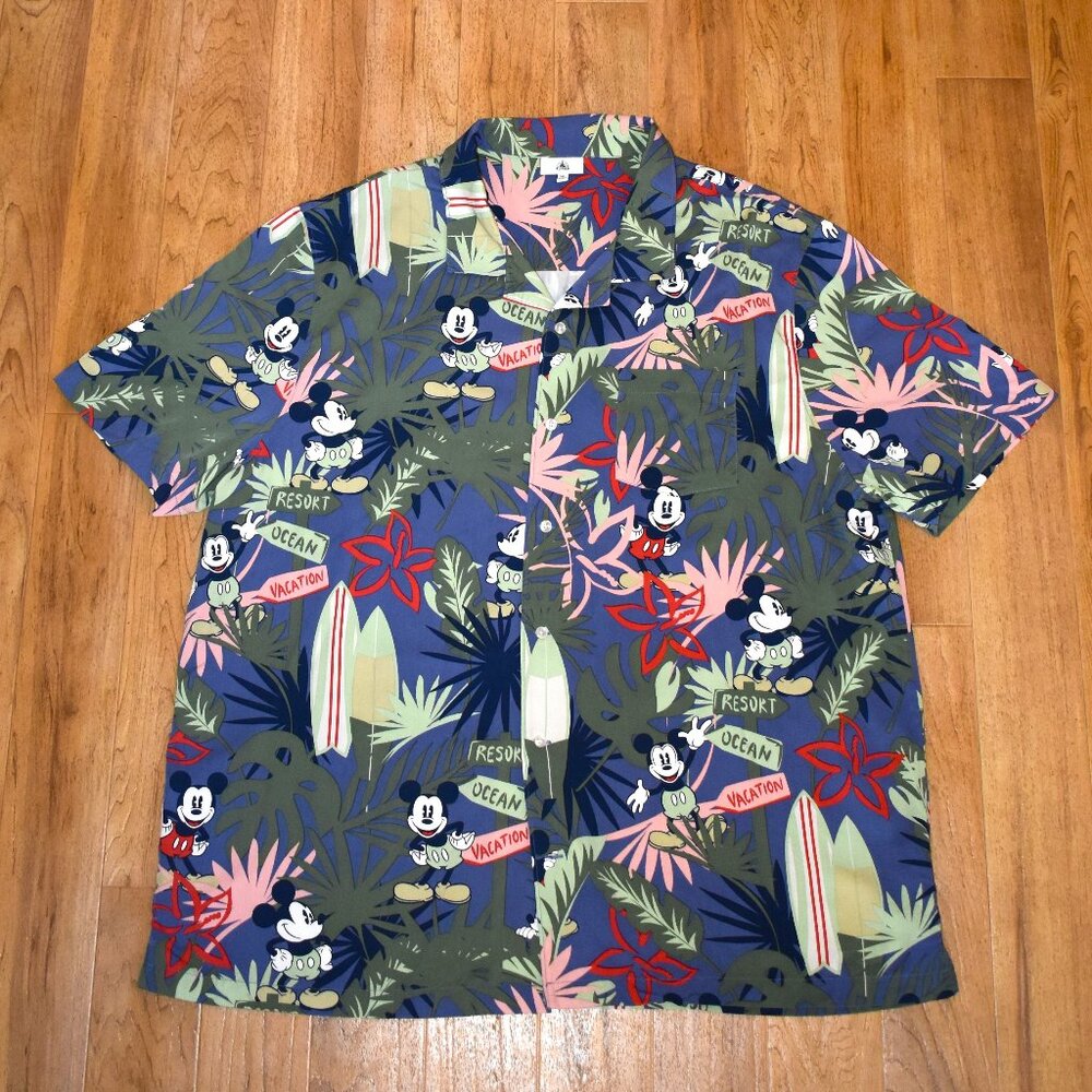 Disney Parks Mickey Vacation Short Sleeve Button Front Shirt Sz 3XL‎
